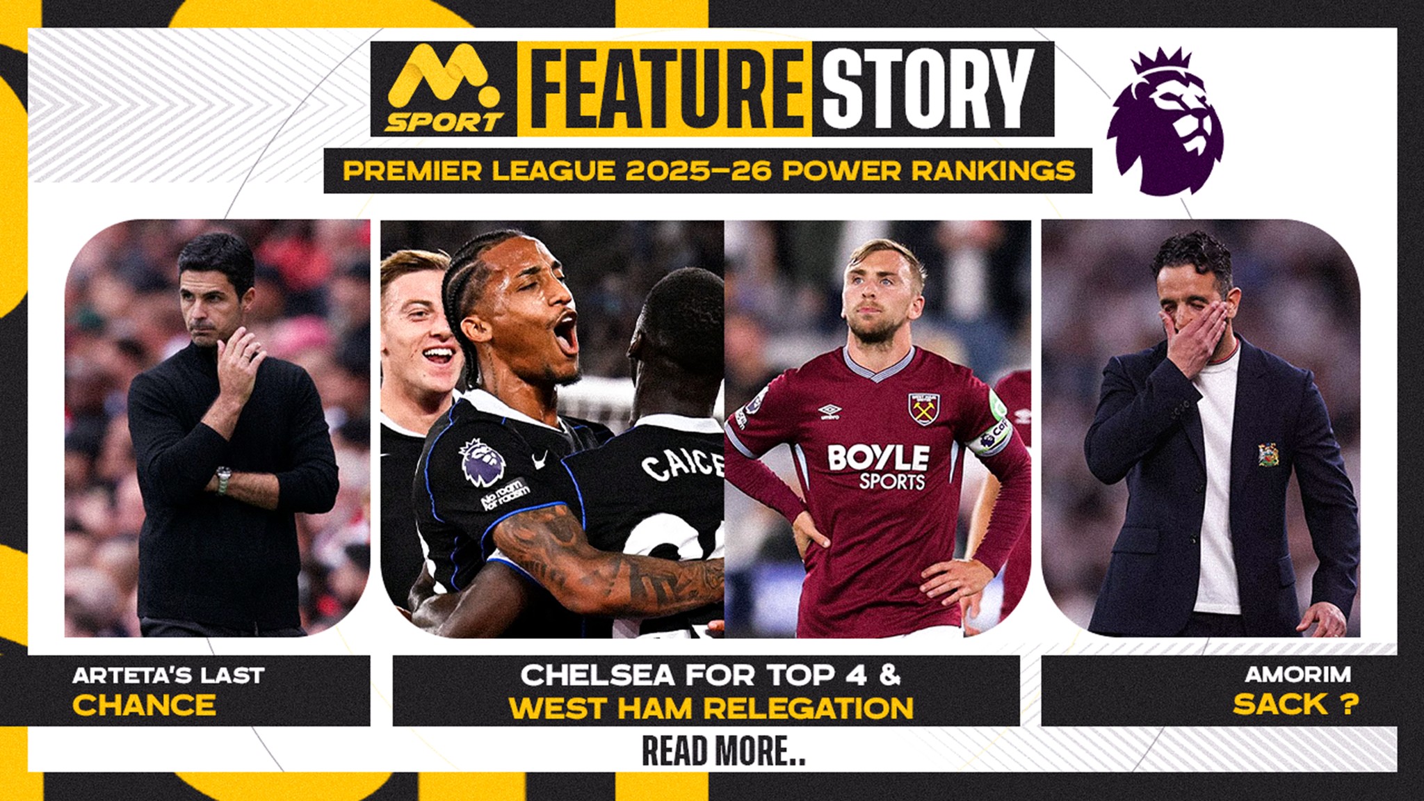 Premier League 2025-26 Power Rankings: Arteta’s Last Chance, Amorim Sack, Chelsea for Top 4 & West Ham Relegation 